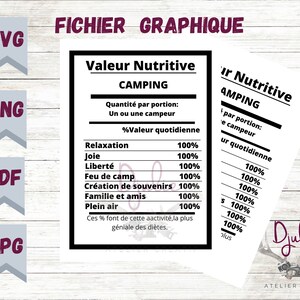 Graphic file nutrition facts camping SVG,PNG,JPG,pdf