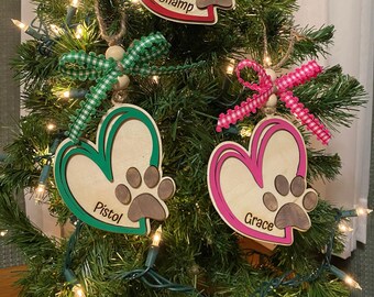 Personalized Dog Ornament: Paw Print Pet Tree Decor