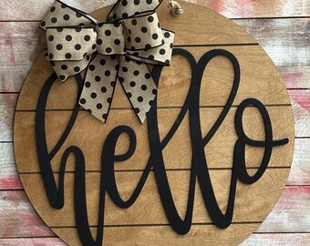 Hello Door Hanger, 22" Birch Wood Sign, Shiplap sign, Shabby Chic Decor, Housewarming Gift, Wedding Gift, Hello Sign for Home