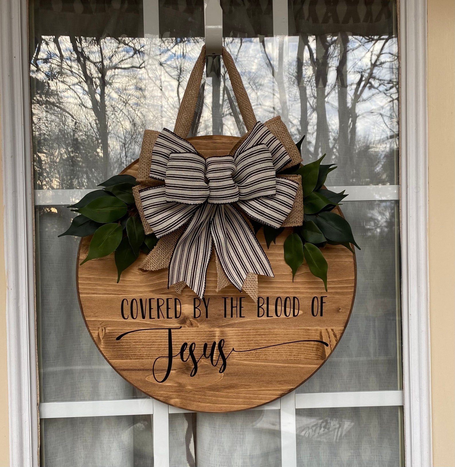 Door Hanger Front Door Wreath Christian Door Hanger Covered Etsy