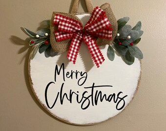 Front Door Hanger | Merry Christmas Sign | Wreath for door | Front Porch Sign | Christmas Door Hanger | Holiday Home Decor