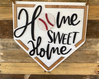 Home Sweet Home Baseball Door Hanger, Front Door Hanger, Sports Door Hanger, Softball Door Sign, Sports Decor for home