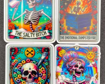 PatsyPutty Skeleton Tarot Card Planar Resin Cover Minder Needle Minder