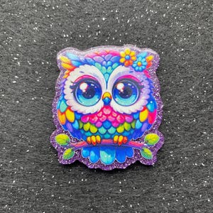 PatsyPutty XL Colorful Owl Glitter Resin Cover Minder Needle Minder