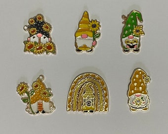 PatsyPutty Sunflower Gnomes Enamel Cover Minders Needle Minders