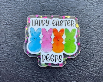 PatsyPutty XL Happy Easter Peeps Clear Confetti Resin Cover Minder Naald minder