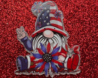 PatsyPutty XL Patriotic Gnome Glitter Resin Cover Minder Needle Minder