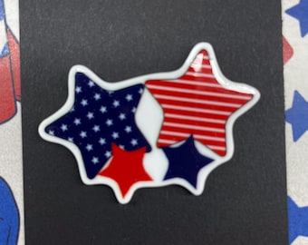 PatsyPutty Rode en blauwe patriottische sterren Planar Resin Cover Minder Naald minder