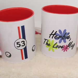 12 oz. &quot;Herbie the Love Mug&quot; coffee mug; ceramic mug printed front and back.