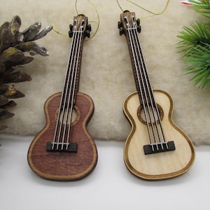 Ukelele Christmas Ornament; Musical Instrument Ornament; Laser Cut and Engraved Wood