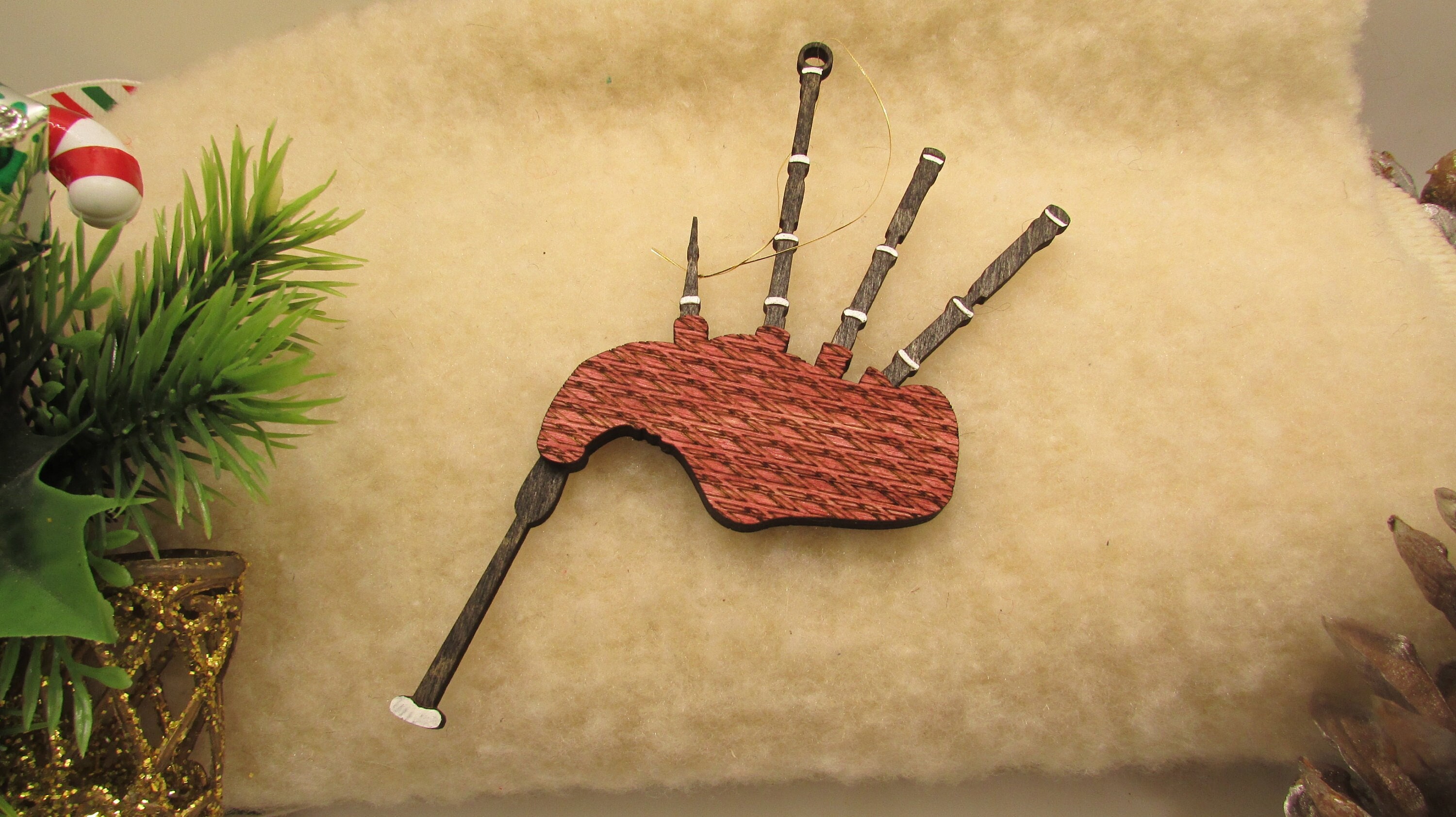 Bagpipe Ornament Musical Instrument Christmas Ornament Laser Cut Wood