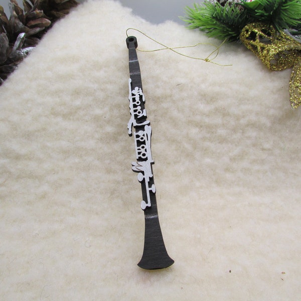 Clarinet Christmas Ornament; Musical Instrument Ornament; Laser Cut Wood