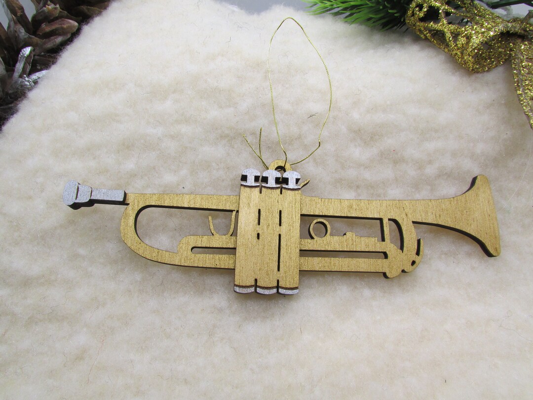 Trumpet Christmas Ornament Musical Instrument Ornament Laser Etsy