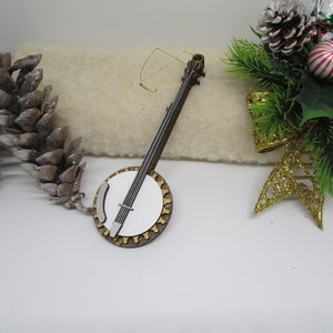 Banjo Christmas Ornament, Musical Instrument Ornament, Laser Cut Wood