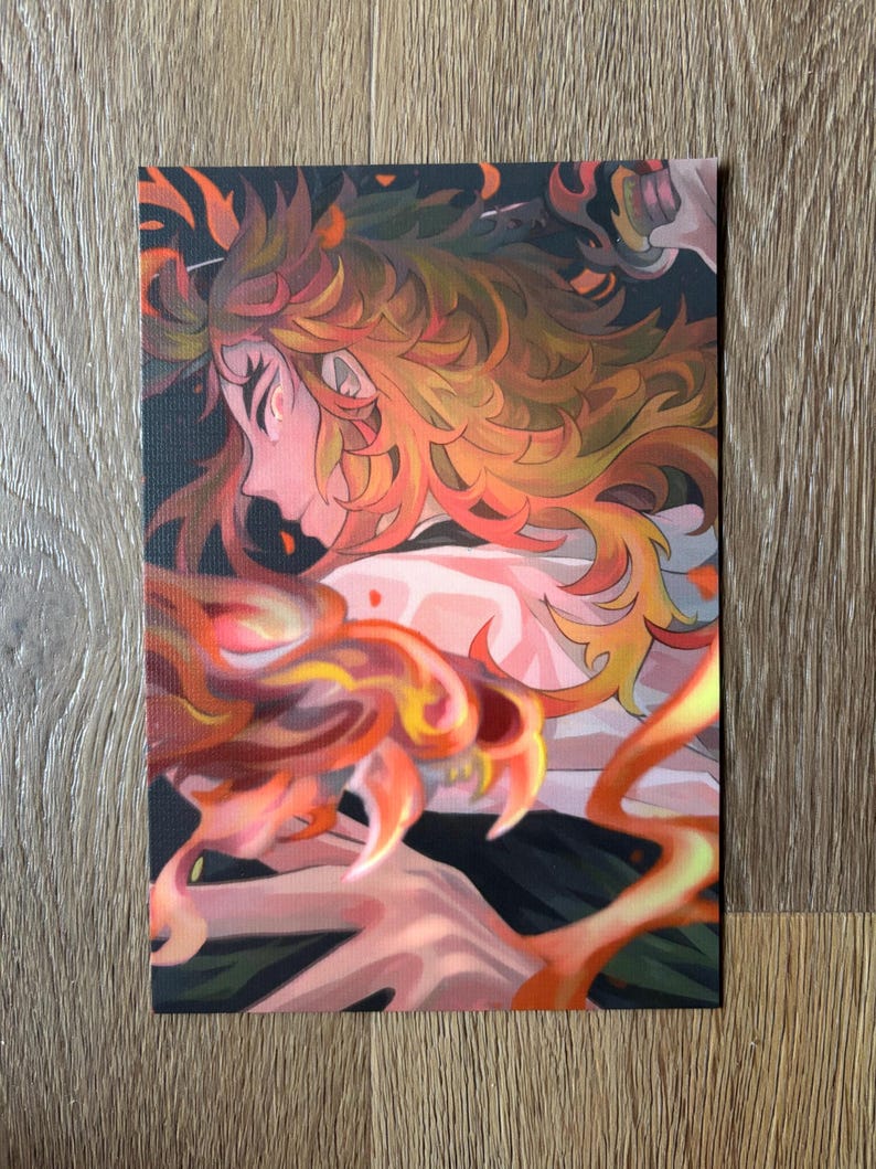 Demon slayer acrylic keychains, lanyards Postcard - Rengoku