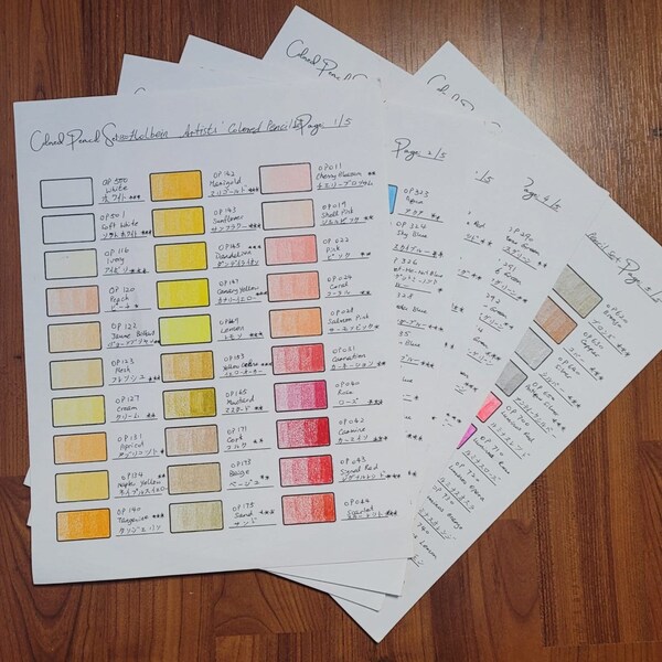 Holbein 150 Colored Pencil Color Chart by Color Etsy