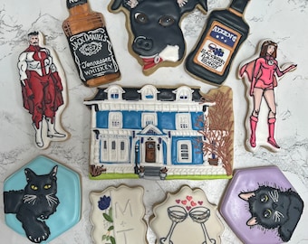 Fully custom cookie set royal icing decorated sugar cookies. favors