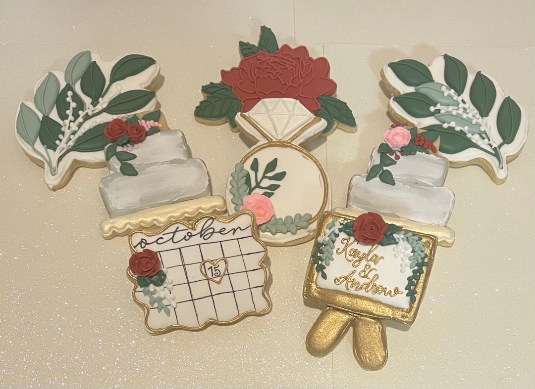 Custom Personalized Wedding Bridal Shower Decorated Sugar Cookies Etsy