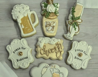 Personalized Wedding Shower Cookies: Bubbles & Brews Favors