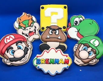 Custom personalized super Plumber brothers decorated sugar cookies