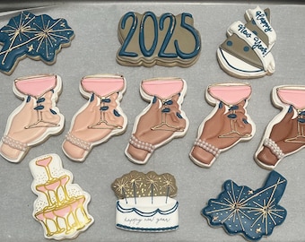 New Year's Eve Sugar Cookies: Cheers Celebration Favors (1 Dozen)