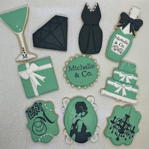 Breakfast at Tiffany’s Audrey Hepburn decorated sugar cookie collection favors