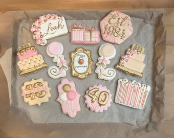 Elegant Marble Birthday Sugar Cookies: Custom Milestone Theme