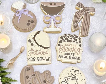 Bridal Shower Sugar Cookies: Love is Brewing, Wedding Favors (1 Dozen)