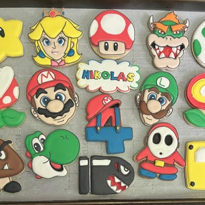 Custom personalized super Plumber brothers decorated sugar cookies favors