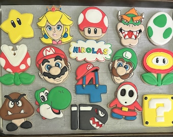 Custom personalized super Plumber brothers decorated sugar cookies favors