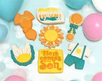 Baby Shower Sugar Cookies, here comes the son 1 dozen