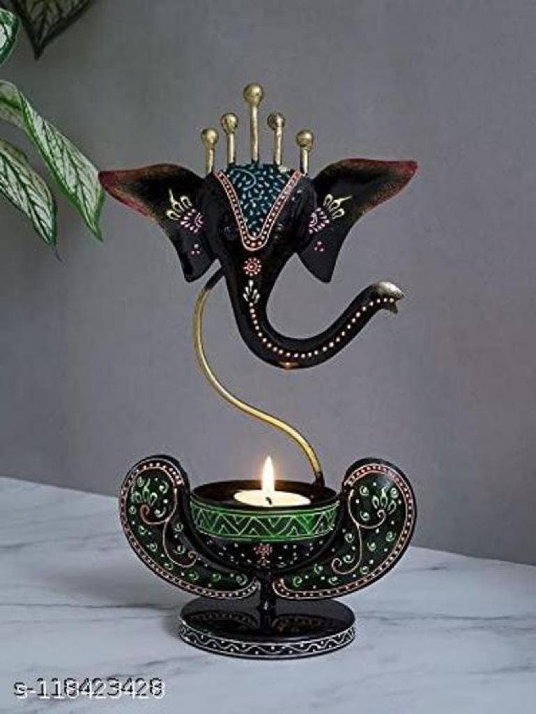 Handpainted Ganesha Tea Light Holder for Table Decor ganesh Ji Pot