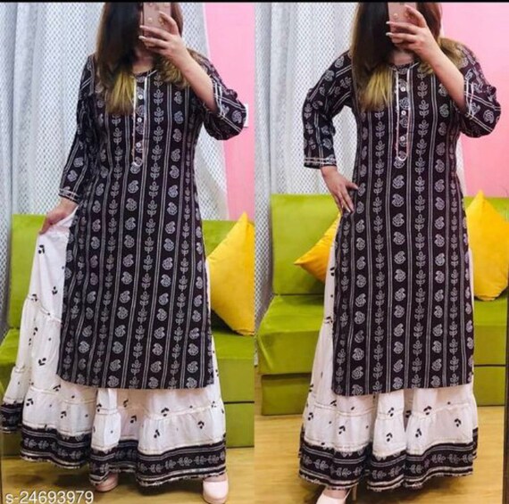 Flared skirt top with kurta