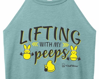 Lifting with my Peeps - High Neck Rocker Tank - ClubFitWear (2c100)