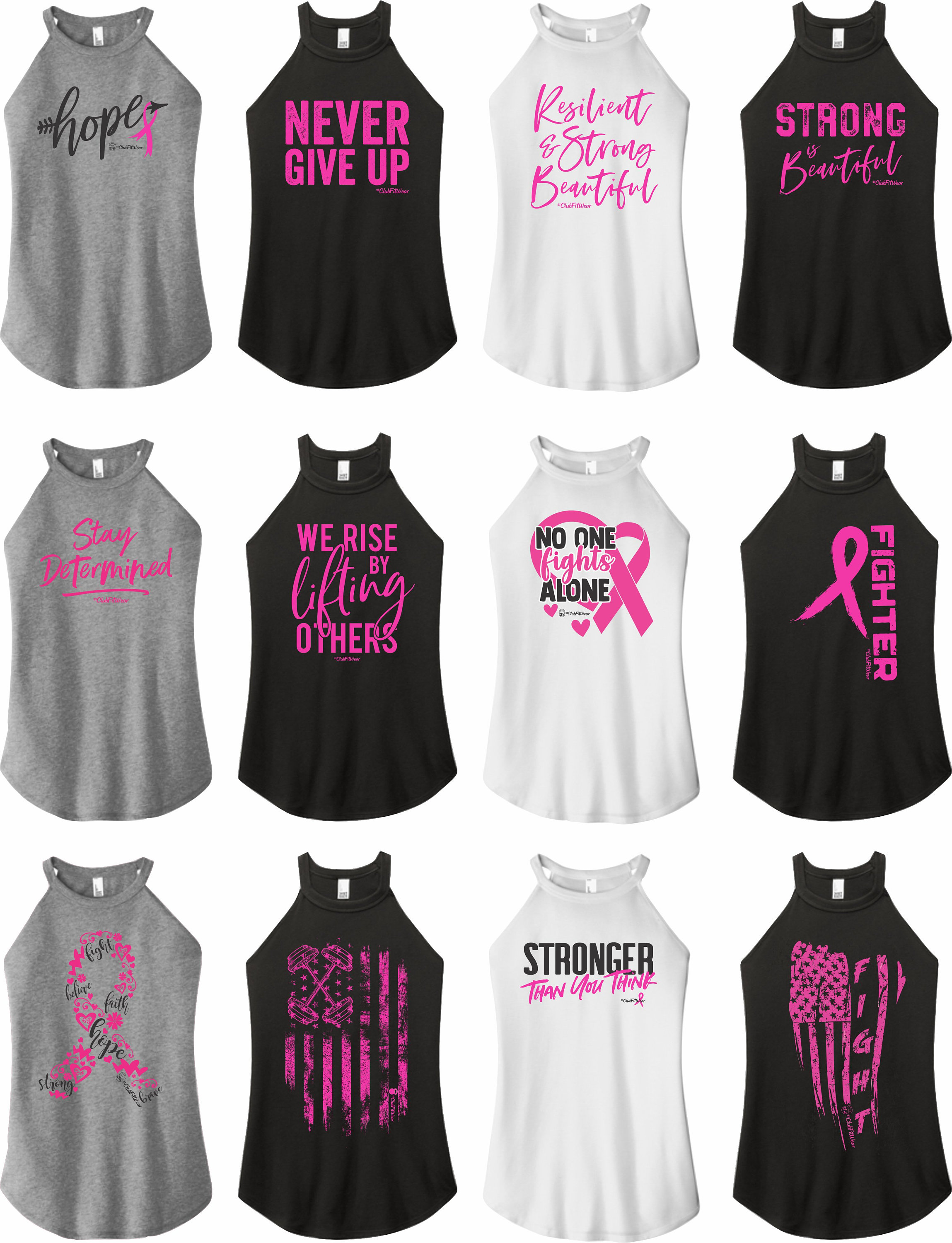 Pink Rocker Tank Breast Cancer Awareness High Neck Rocker Tanks - Clubfitwear - Etsy