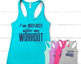 I&#39;m much Nicer after my Workout Workout Tank, ClubFitwear, Racerback Tank (nvy35)