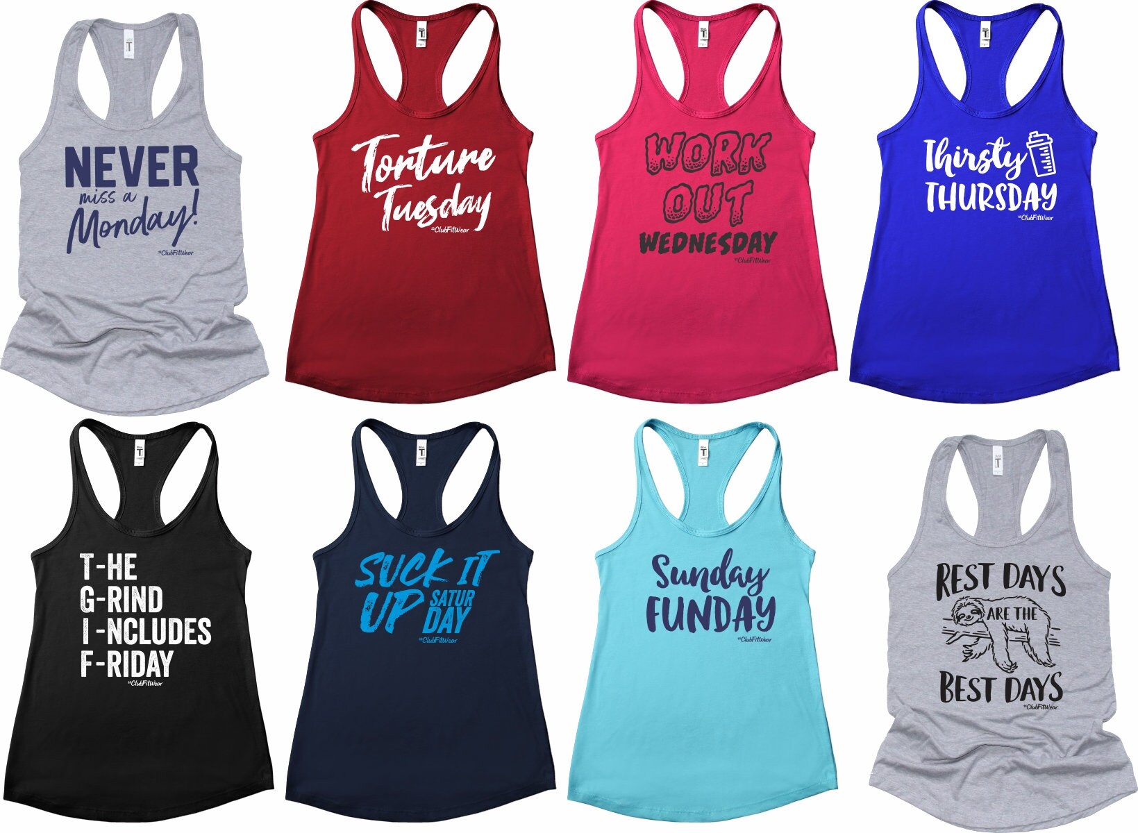 The Original Week Collection Workout Tanks, Clubfitwear, Racerback Tank ...