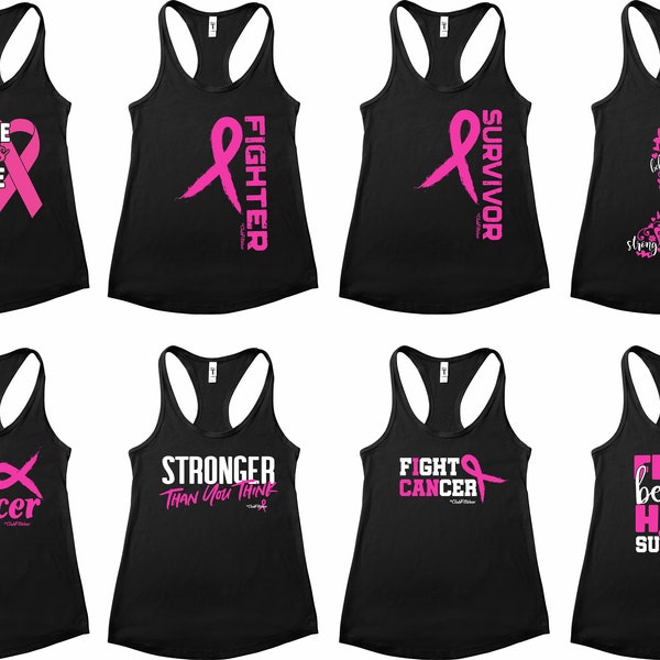 Breast Cancer Awareness Racerback Tanks - All Black Tanks 2 - ClubFitWear
