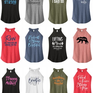 Mom Strong - High Neck Rocker Tank - ClubFitWear