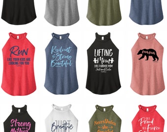 Mom Strong - High Neck Rocker Tank - ClubFitWear