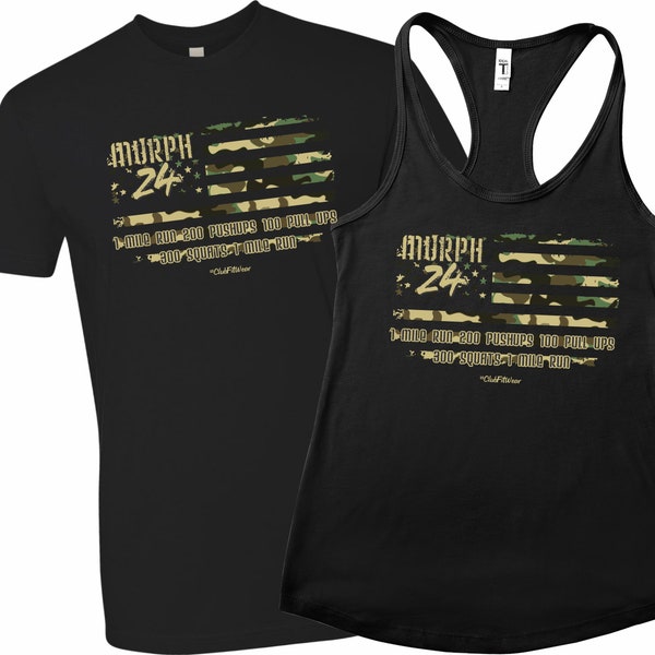 Murph 2024 Camo Flag Tank or Tshirt, ClubFitwear, Racerback Tank or Tshirt (dgl26)