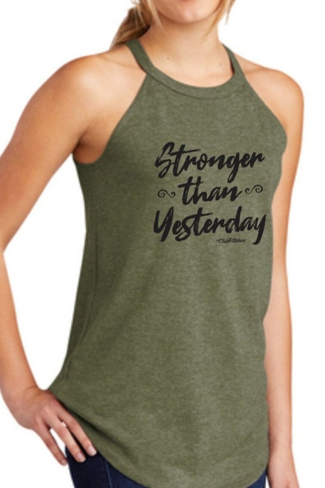 Stronger Than Yesterday High Neck Rocker Tank Clubfitwear blk36 - Etsy