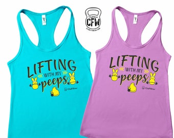 Lifting with my Peeps Workout Tank, ClubFitwear, Racerback Tank (2c100)