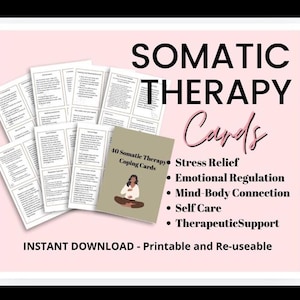 Tarjetas de afrontamiento de terapia somática Ejercicios somáticos Habilidades para afrontar el trauma Alivio de la ansiedad Terapia de regulación del sistema nervioso Tarjetas didácticas Recursos de ayuda