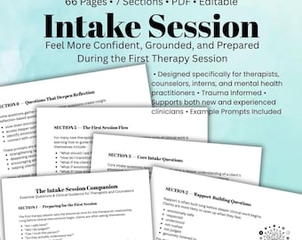 The Intake Session Companion for Therapists Intake Questions & First Session Guide Counseling Intake Workbook Therapy Questions PDF