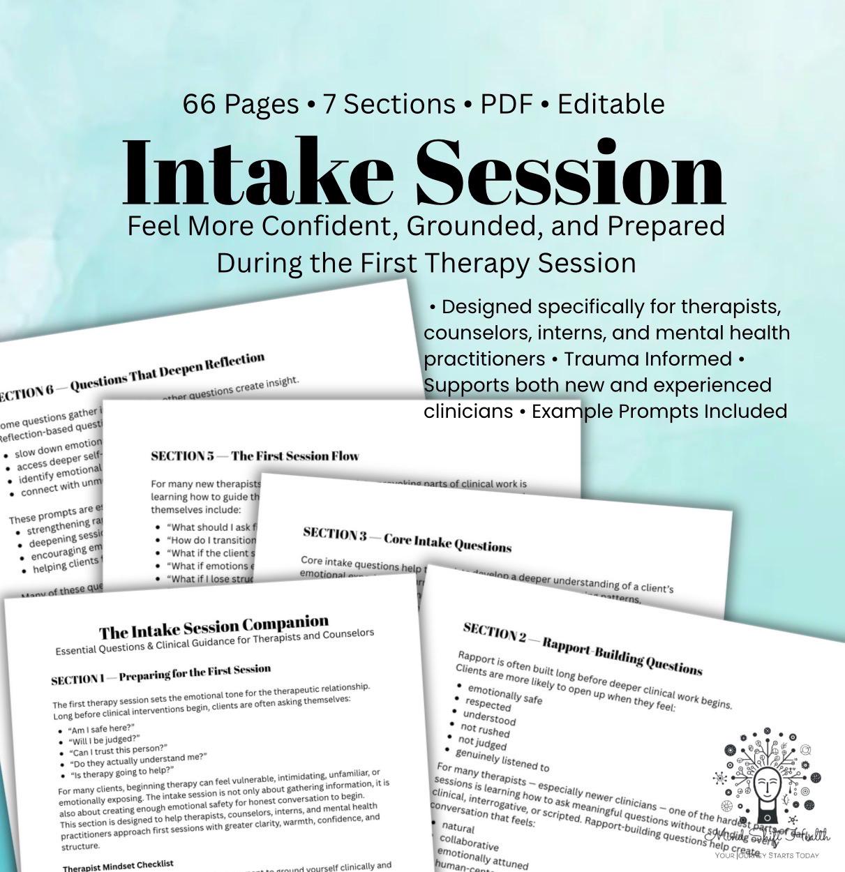 The Intake Session Companion for Therapists Intake Questions & First ...
