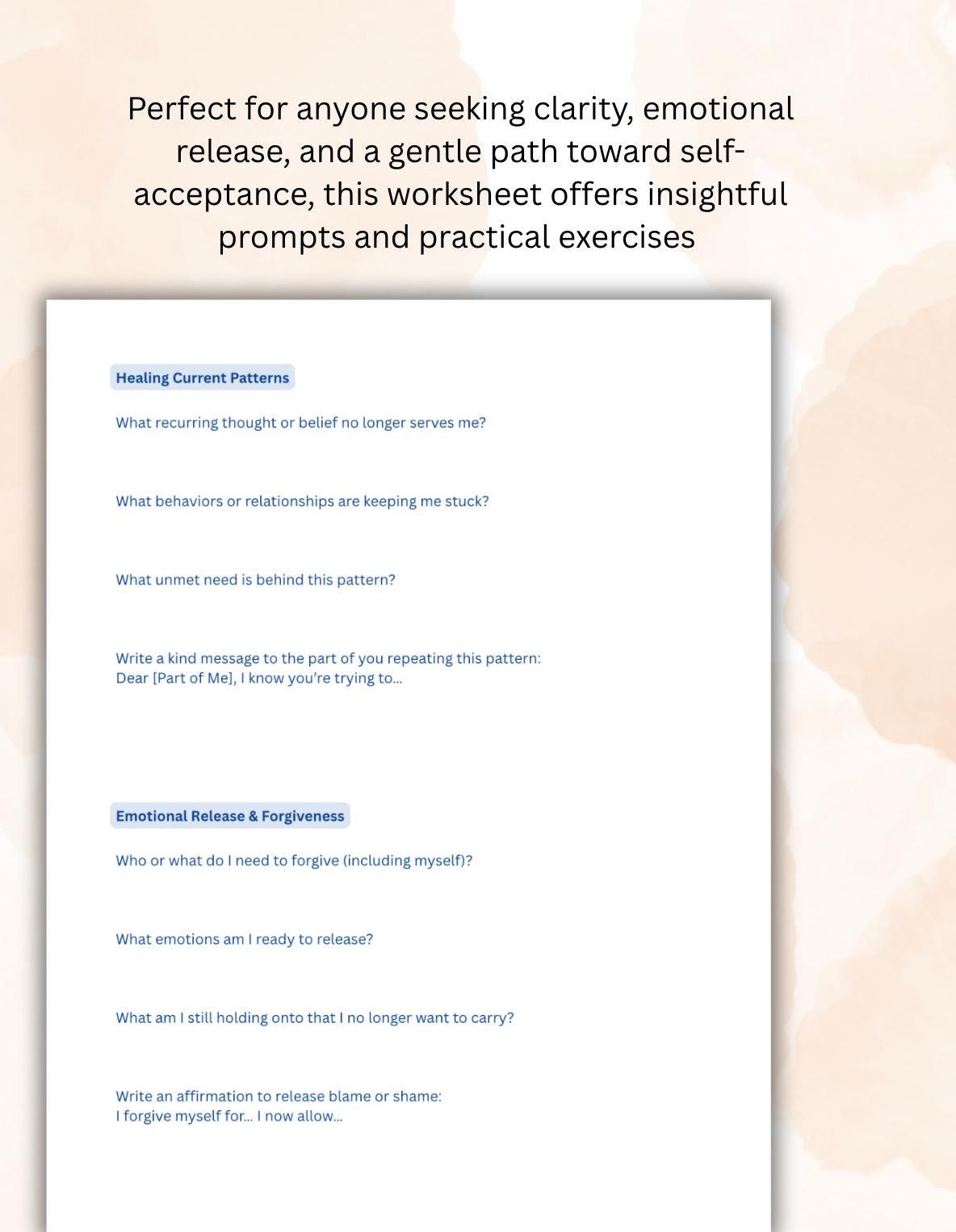 Self Exploration Worksheets.pdf Self-discovery Worksheet | Healing and Clarity Journal (PDF) - Etsy