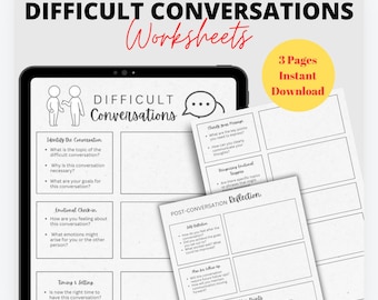 Difficult Conversations Worksheet, Communication Skills (PDF Therapy Toolkit)