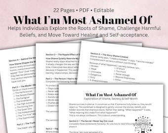 Shame Therapy Worksheet Trauma-Informed Counseling Resource Deep Self-Esteem & Inner Child Healing Workbook Mental Health Printable