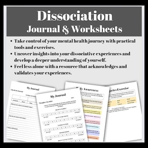 Dissociation CBT Therapy Trauma Healing Workbook for  Trauma Processing Workbook Therapy Tools Journal for PTSD